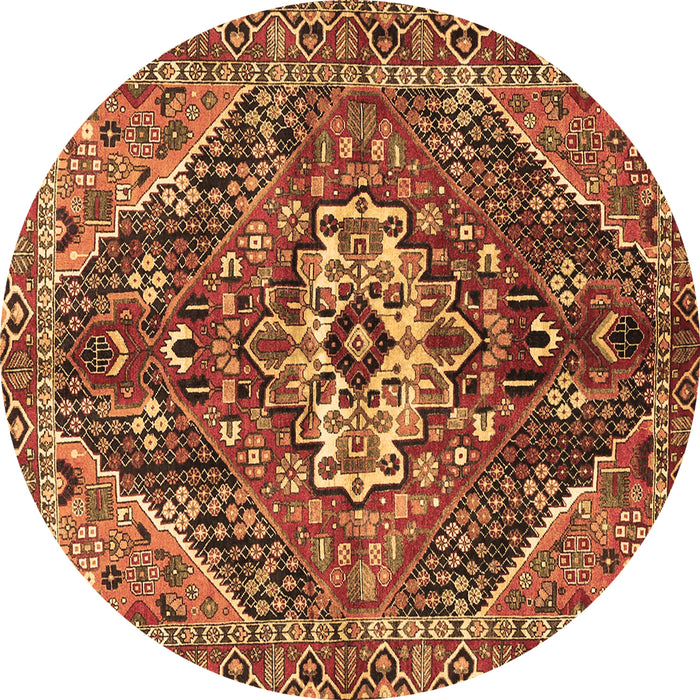 Round Machine Washable Persian Brown Traditional Rug, wshtr3033brn