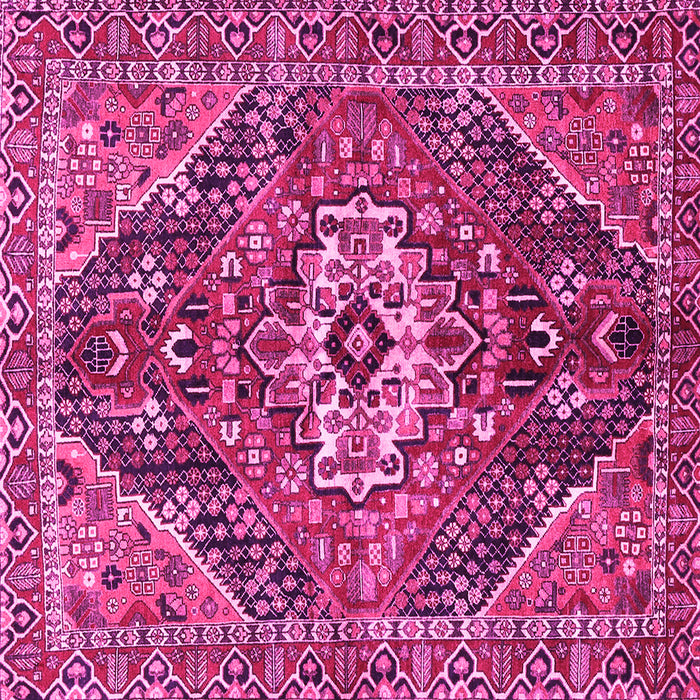 Square Machine Washable Persian Pink Traditional Rug, wshtr3033pnk