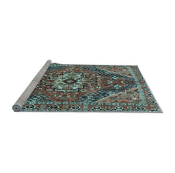 Sideview of Machine Washable Persian Light Blue Traditional Rug, wshtr3033lblu