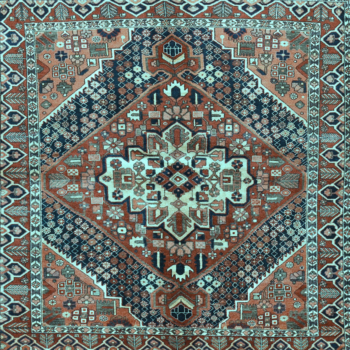 Square Machine Washable Persian Light Blue Traditional Rug, wshtr3033lblu