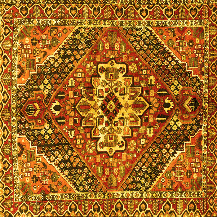 Square Machine Washable Persian Yellow Traditional Rug, wshtr3033yw