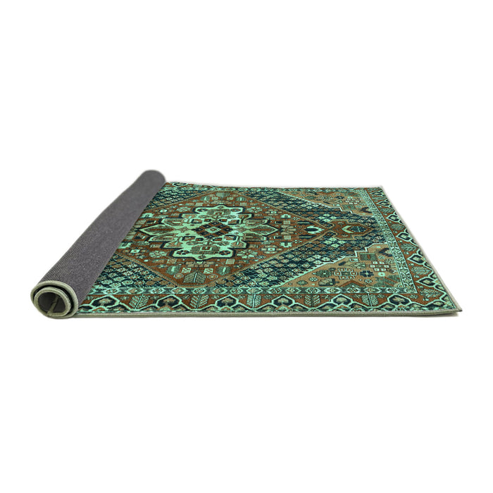 Sideview of Persian Turquoise Traditional Rug, tr3033turq