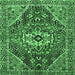 Square Machine Washable Persian Emerald Green Traditional Area Rugs, wshtr3033emgrn