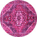 Round Persian Pink Traditional Rug, tr3033pnk