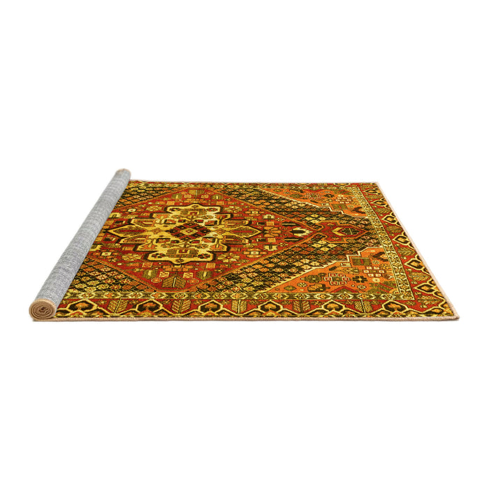 Sideview of Machine Washable Persian Yellow Traditional Rug, wshtr3033yw