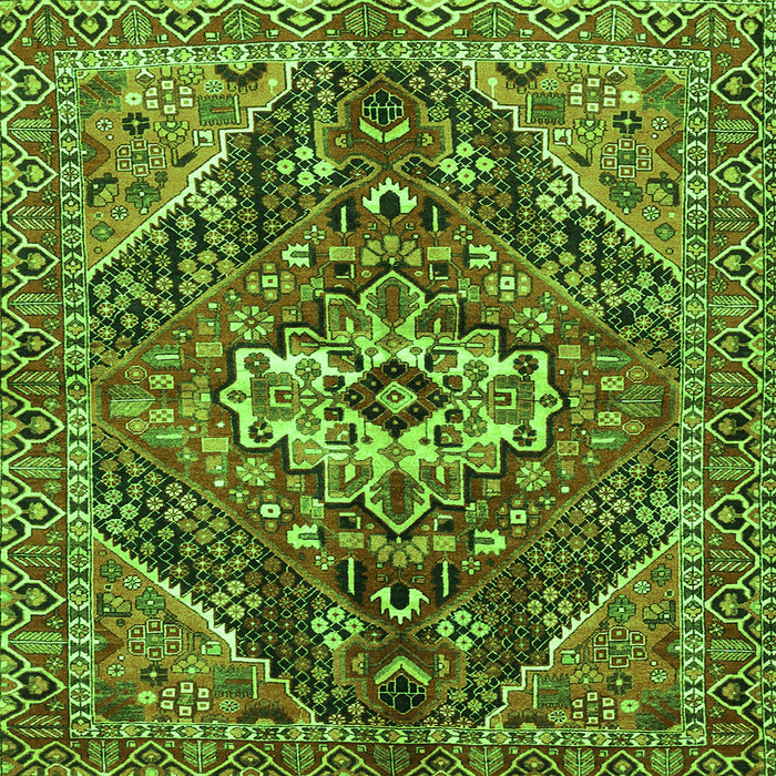 Round Machine Washable Persian Green Traditional Area Rugs, wshtr3033grn