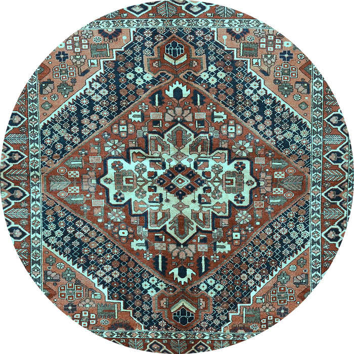 Round Machine Washable Persian Light Blue Traditional Rug, wshtr3033lblu
