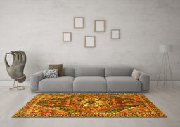 Machine Washable Persian Yellow Traditional Rug in a Living Room, wshtr3033yw