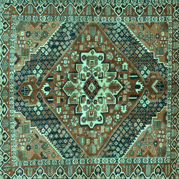 Square Machine Washable Persian Turquoise Traditional Area Rugs, wshtr3033turq