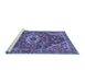 Sideview of Machine Washable Persian Blue Traditional Rug, wshtr3033blu