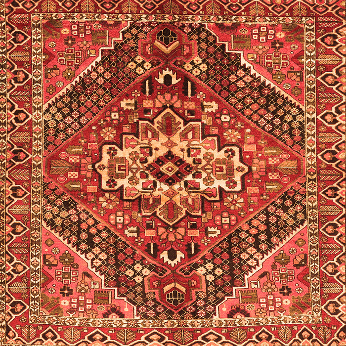 Round Machine Washable Persian Orange Traditional Area Rugs, wshtr3033org