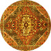 Round Persian Yellow Traditional Rug, tr3033yw