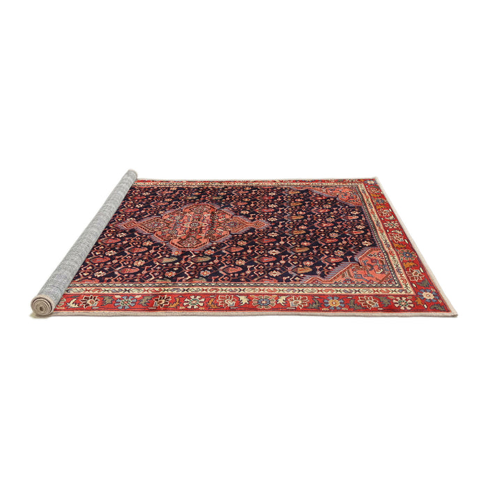 Sideview of Machine Washable Traditional Saffron Red Rug, wshtr3034
