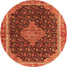 Machine Washable Medallion Orange Traditional Area Rugs, wshtr3034org