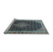 Sideview of Machine Washable Medallion Light Blue Traditional Rug, wshtr3034lblu