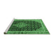 Sideview of Machine Washable Medallion Emerald Green Traditional Area Rugs, wshtr3034emgrn