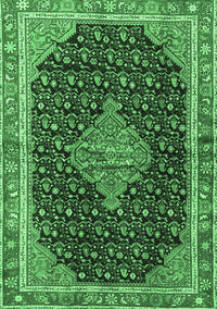 Medallion Emerald Green Traditional Rug, tr3034emgrn