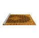 Sideview of Machine Washable Medallion Yellow Traditional Rug, wshtr3034yw