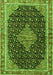 Serging Thickness of Machine Washable Medallion Green Traditional Area Rugs, wshtr3034grn