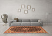 Machine Washable Medallion Brown Traditional Rug in a Living Room,, wshtr3034brn