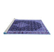 Sideview of Machine Washable Medallion Blue Traditional Rug, wshtr3034blu