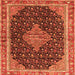 Round Machine Washable Medallion Orange Traditional Area Rugs, wshtr3034org