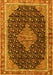 Machine Washable Medallion Yellow Traditional Rug, wshtr3034yw