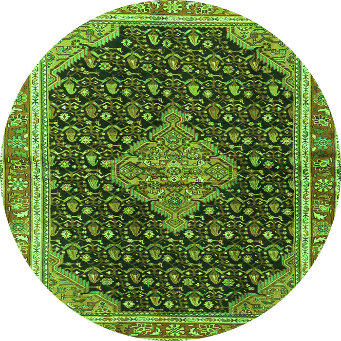 Machine Washable Medallion Green Traditional Area Rugs, wshtr3034grn