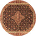 Round Medallion Brown Traditional Rug, tr3034brn