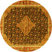 Round Medallion Yellow Traditional Rug, tr3034yw