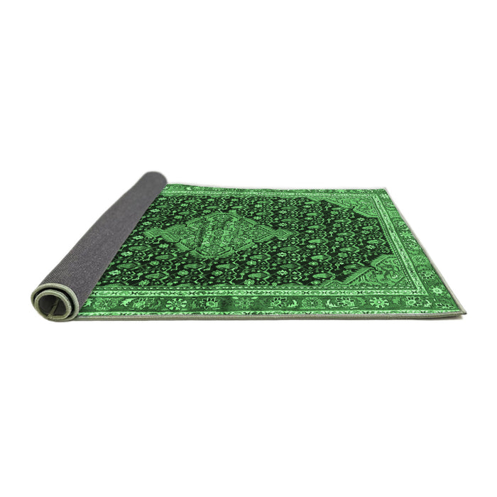 Sideview of Medallion Emerald Green Traditional Rug, tr3034emgrn