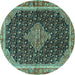 Round Medallion Turquoise Traditional Rug, tr3034turq