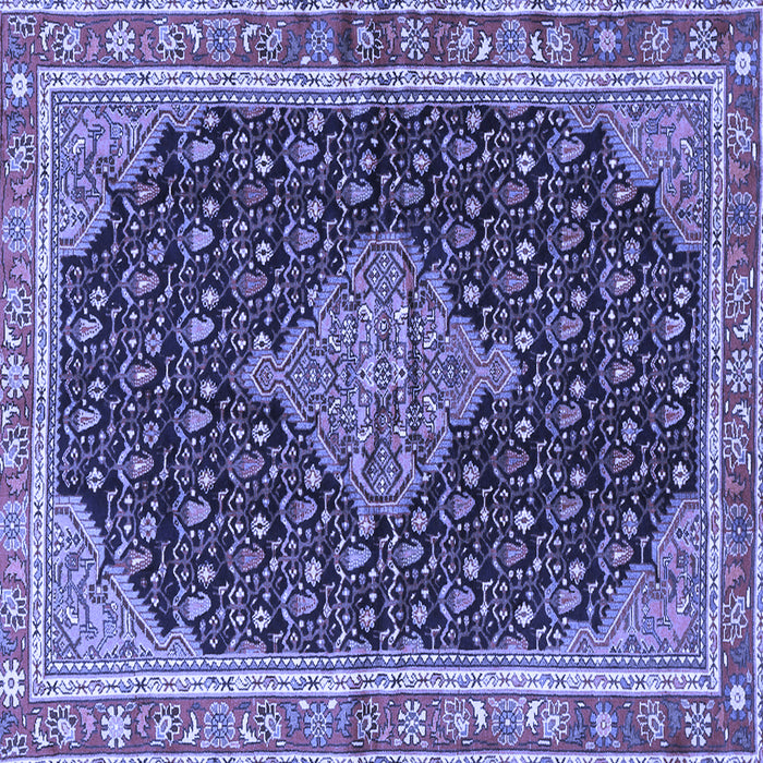 Square Machine Washable Medallion Blue Traditional Rug, wshtr3034blu