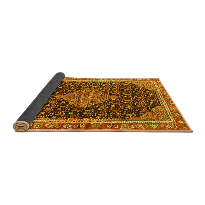 Sideview of Medallion Yellow Traditional Rug, tr3034yw