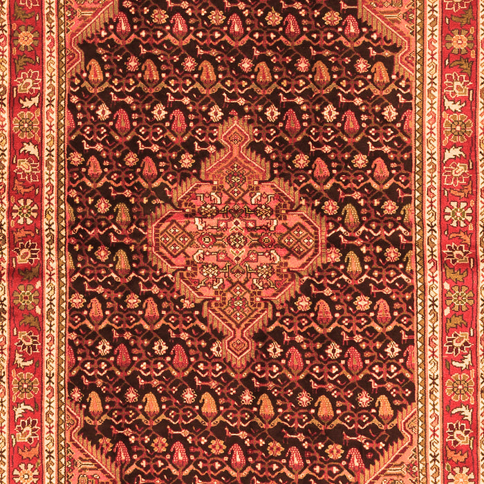 Serging Thickness of Machine Washable Medallion Orange Traditional Area Rugs, wshtr3034org