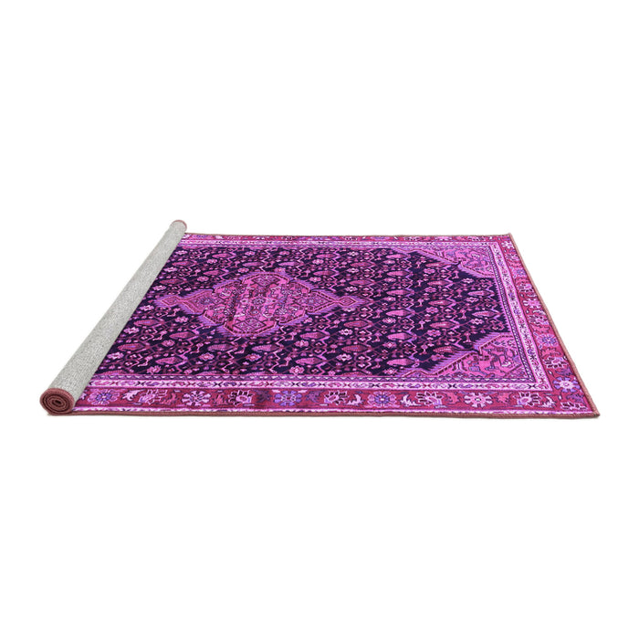 Sideview of Machine Washable Medallion Purple Traditional Area Rugs, wshtr3034pur