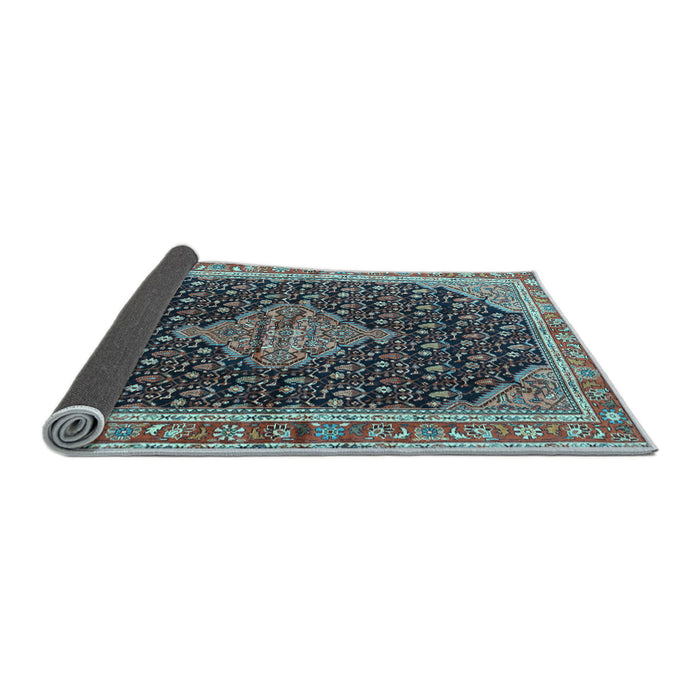Sideview of Medallion Light Blue Traditional Rug, tr3034lblu