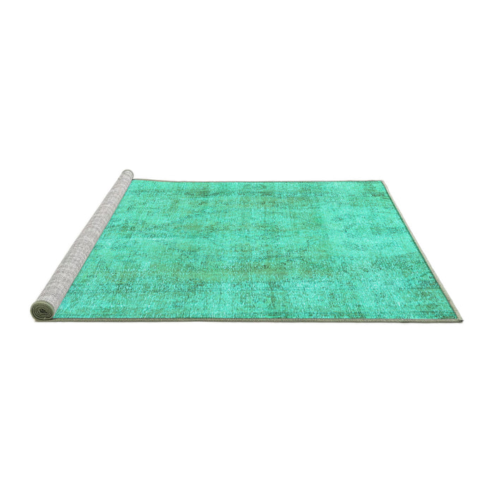 Sideview of Machine Washable Persian Turquoise Traditional Area Rugs, wshtr3035turq