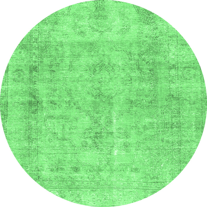 Round Machine Washable Persian Emerald Green Traditional Area Rugs, wshtr3035emgrn