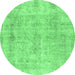 Round Persian Emerald Green Traditional Rug, tr3035emgrn