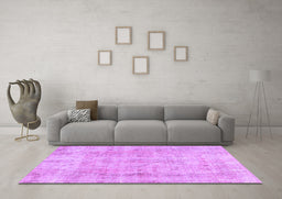 Machine Washable Persian Purple Traditional Area Rugs in a Living Room, wshtr3035pur
