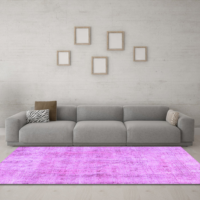 Machine Washable Persian Purple Traditional Area Rugs in a Living Room, wshtr3035pur