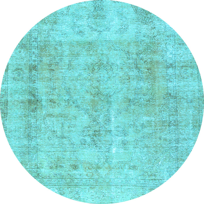 Round Machine Washable Persian Light Blue Traditional Rug, wshtr3035lblu