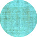 Round Persian Light Blue Traditional Rug, tr3035lblu