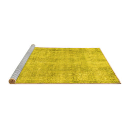 Sideview of Machine Washable Persian Yellow Traditional Rug, wshtr3035yw