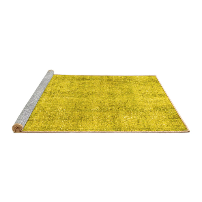 Sideview of Machine Washable Persian Yellow Traditional Rug, wshtr3035yw