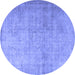 Round Persian Blue Traditional Rug, tr3036blu