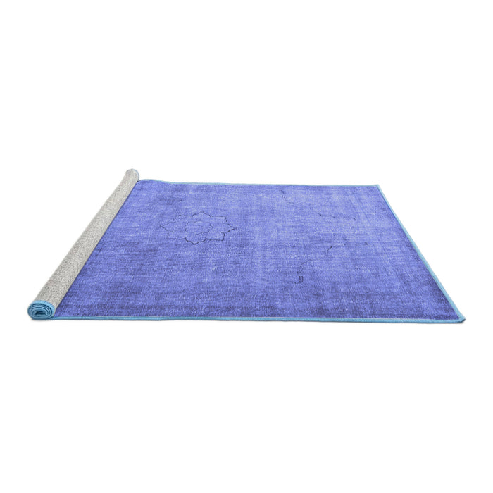 Sideview of Machine Washable Persian Blue Traditional Rug, wshtr3036blu