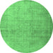 Round Persian Emerald Green Traditional Rug, tr3036emgrn