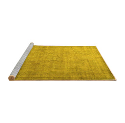 Sideview of Machine Washable Persian Yellow Traditional Rug, wshtr3036yw